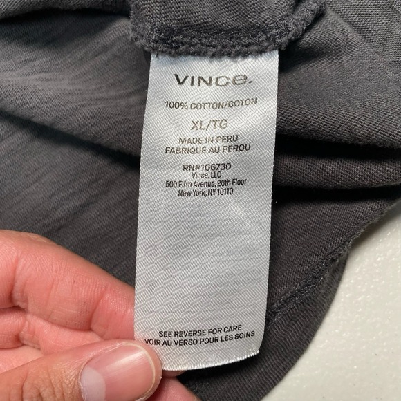 Vince Slub Cotton Henley XL Mens L/S Crew Neck Solid Taupe Minimalist Normcore - Picture 8 of 9